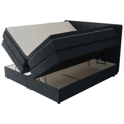 Chameo Boxspringbett BOXHÖHE in Anthrazit, Liegefläche 140x200 cm – mit Bettkasten, Taschenfederkern